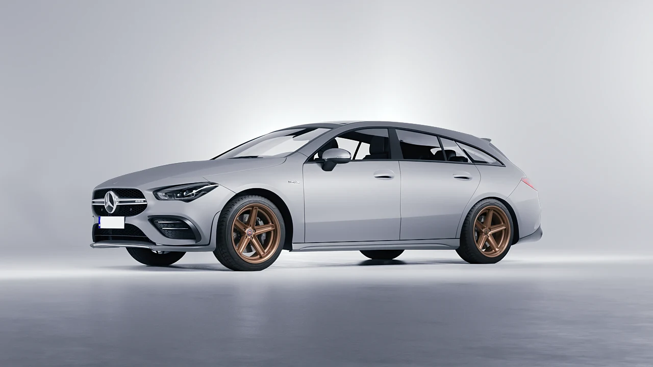 Mercedes-Benz AMG CLA 35 Shooting Brake 2020 on HRE Performance Wheels Tusk forged wheels, front three-quarter view