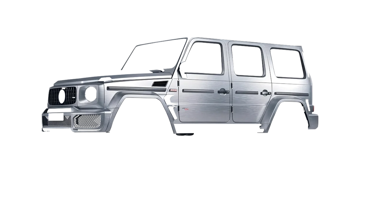 Mercedes-Benz AMG G63 Brabus 700 Widestar 2022 wrapped in Brushed Aluminum (Avery Dennison SW900-812-X), front three-quarter view