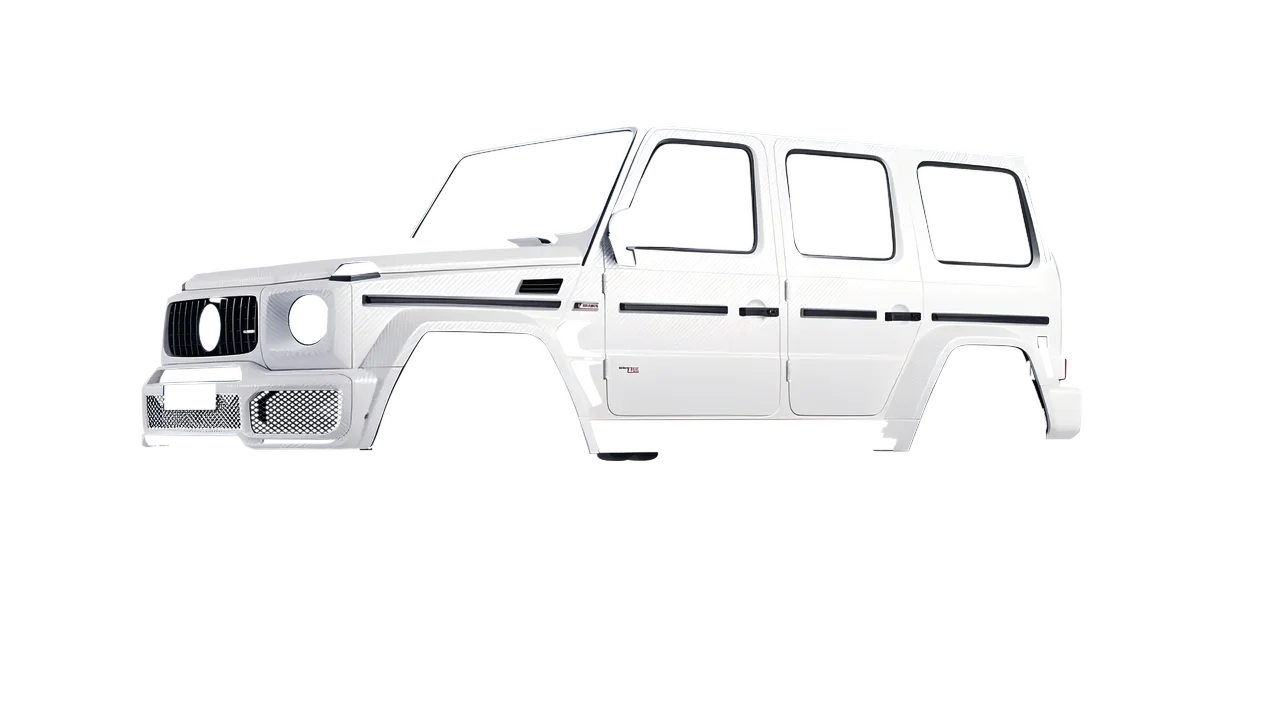 Mercedes-Benz AMG G63 Brabus 700 Widestar 2022 wrapped in Carbon Fiber White (Avery Dennison SW900-115-X), front three-quarter view