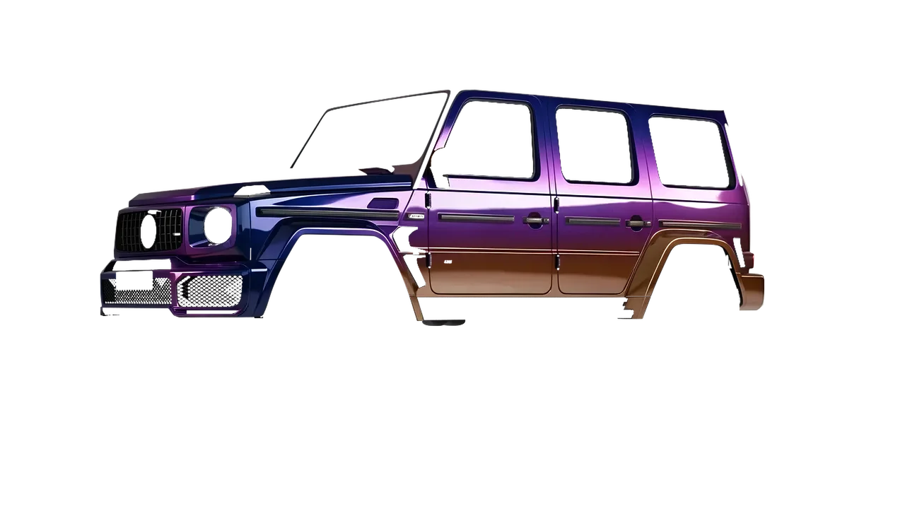 Mercedes-Benz AMG G63 Brabus 700 Widestar 2022 wrapped in Gloss Flip Deep Space (3M GP278), front three-quarter view