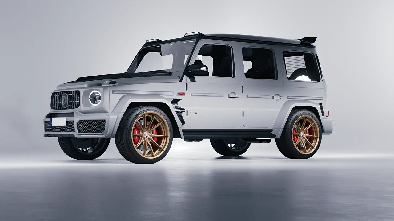 Mercedes-Benz AMG G63 Brabus 700 Widestar 2022 on HRE Performance Wheels S104SC forged wheels, front three-quarter view