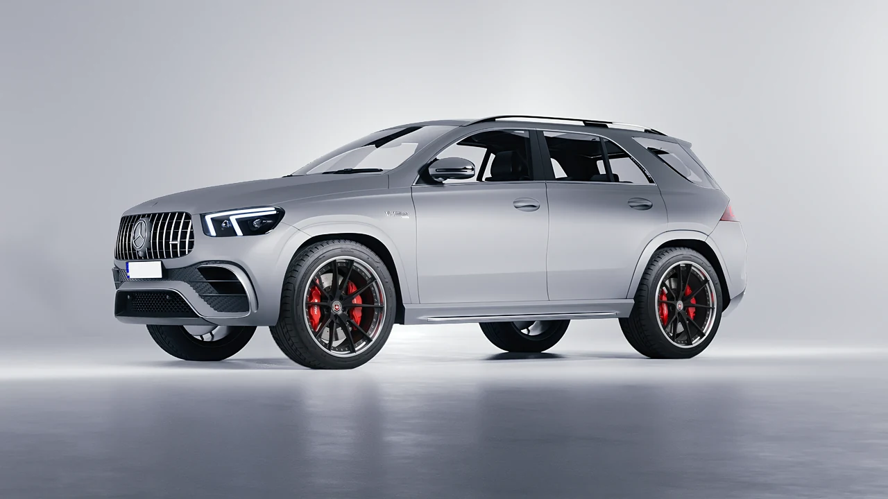Mercedes-Benz AMG GLE 2021 on HRE Performance Wheels S104 forged wheels, front three-quarter view
