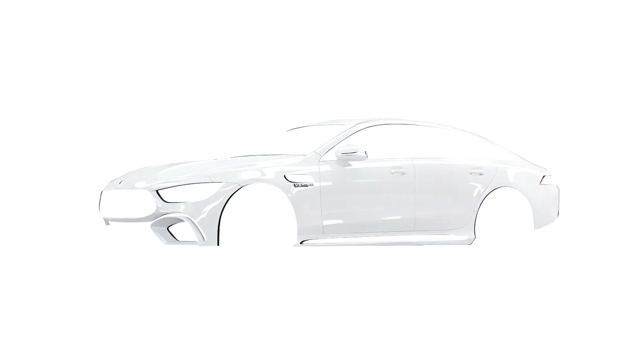 Mercedes-Benz AMG GT 63 2023 wrapped in Gloss White (3M G10), front three-quarter view