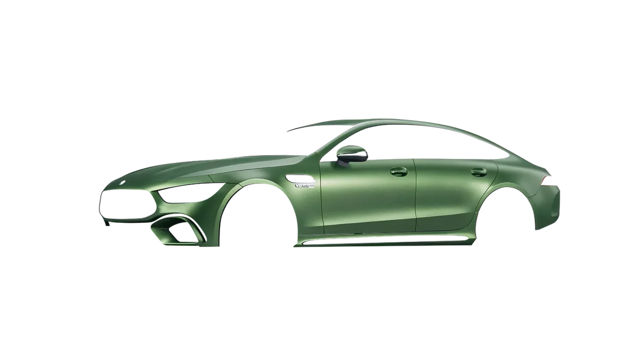 Mercedes-Benz AMG GT 63 2023 wrapped in Apple Green (Avery Dennison SW900-745-M), front three-quarter view