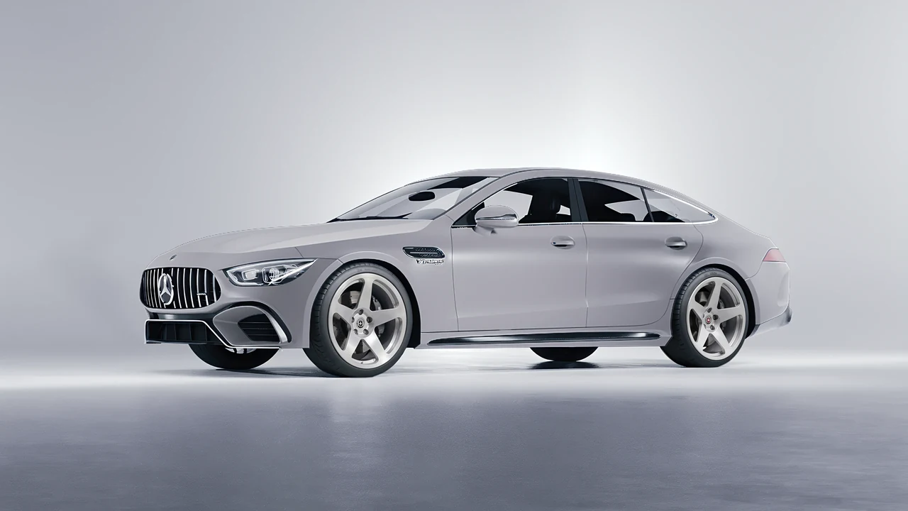 Mercedes-Benz AMG GT 63 2023 on HRE Performance Wheels 305M forged wheels, front three-quarter view