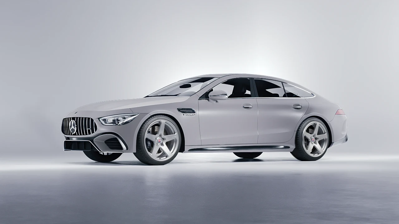 Mercedes-Benz AMG GT 63 2023 on HRE Performance Wheels 527M forged wheels, front three-quarter view