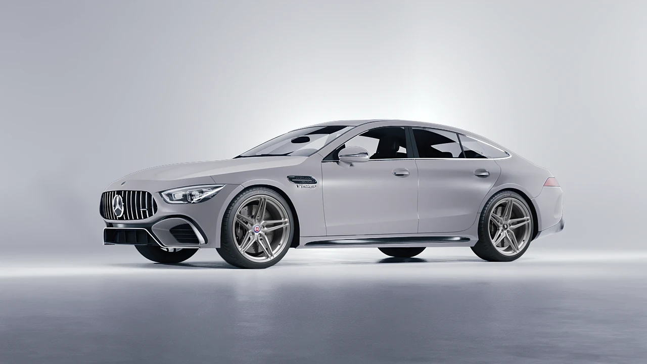 Mercedes-Benz AMG GT 63 2023 on HRE Performance Wheels P107SC forged wheels, front three-quarter view