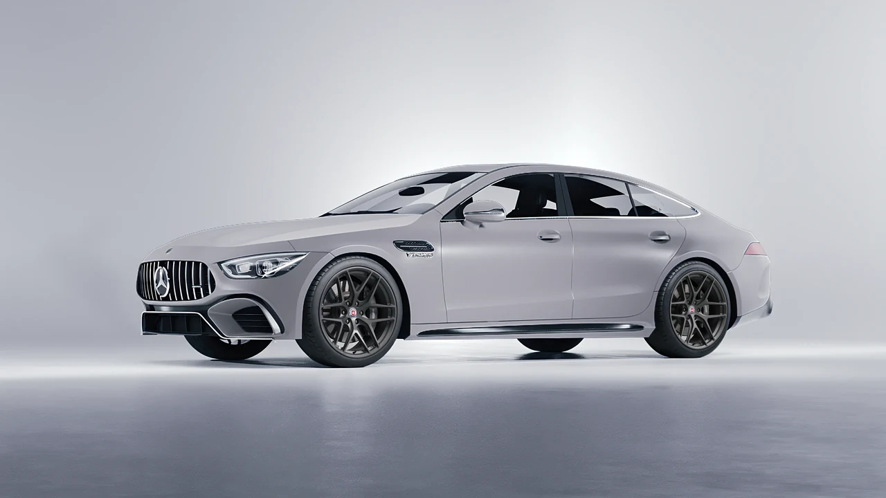 Mercedes-Benz AMG GT 63 2023 on HRE Performance Wheels P161 forged wheels, front three-quarter view