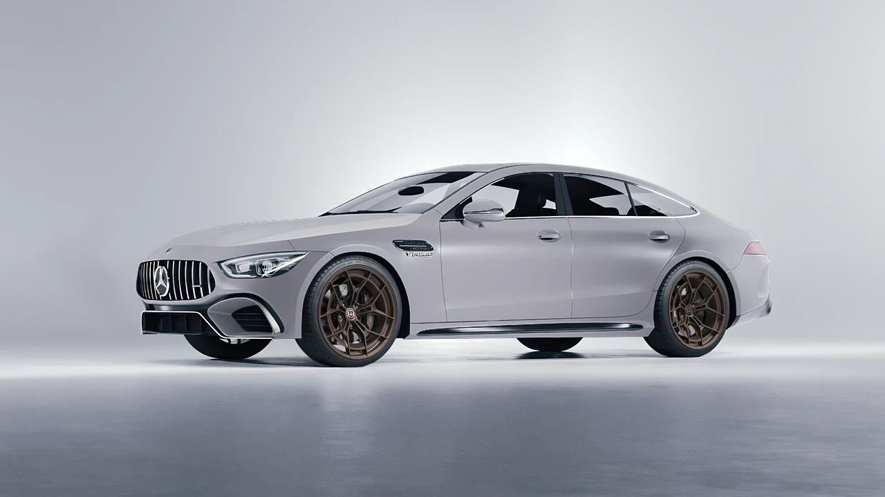 Mercedes-Benz AMG GT 63 2023 on HRE Performance Wheels P301 forged wheels, front three-quarter view