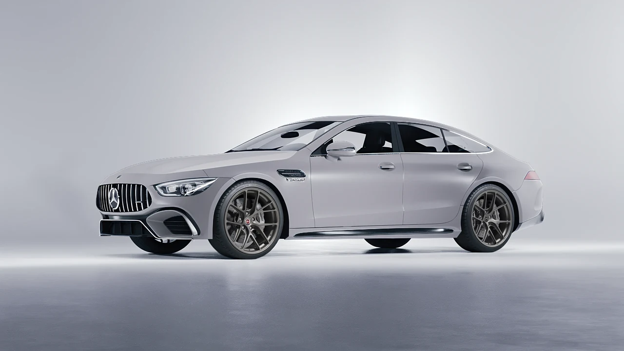 Mercedes-Benz AMG GT 63 2023 on HRE Performance Wheels R101-Lightweight forged wheels, front three-quarter view