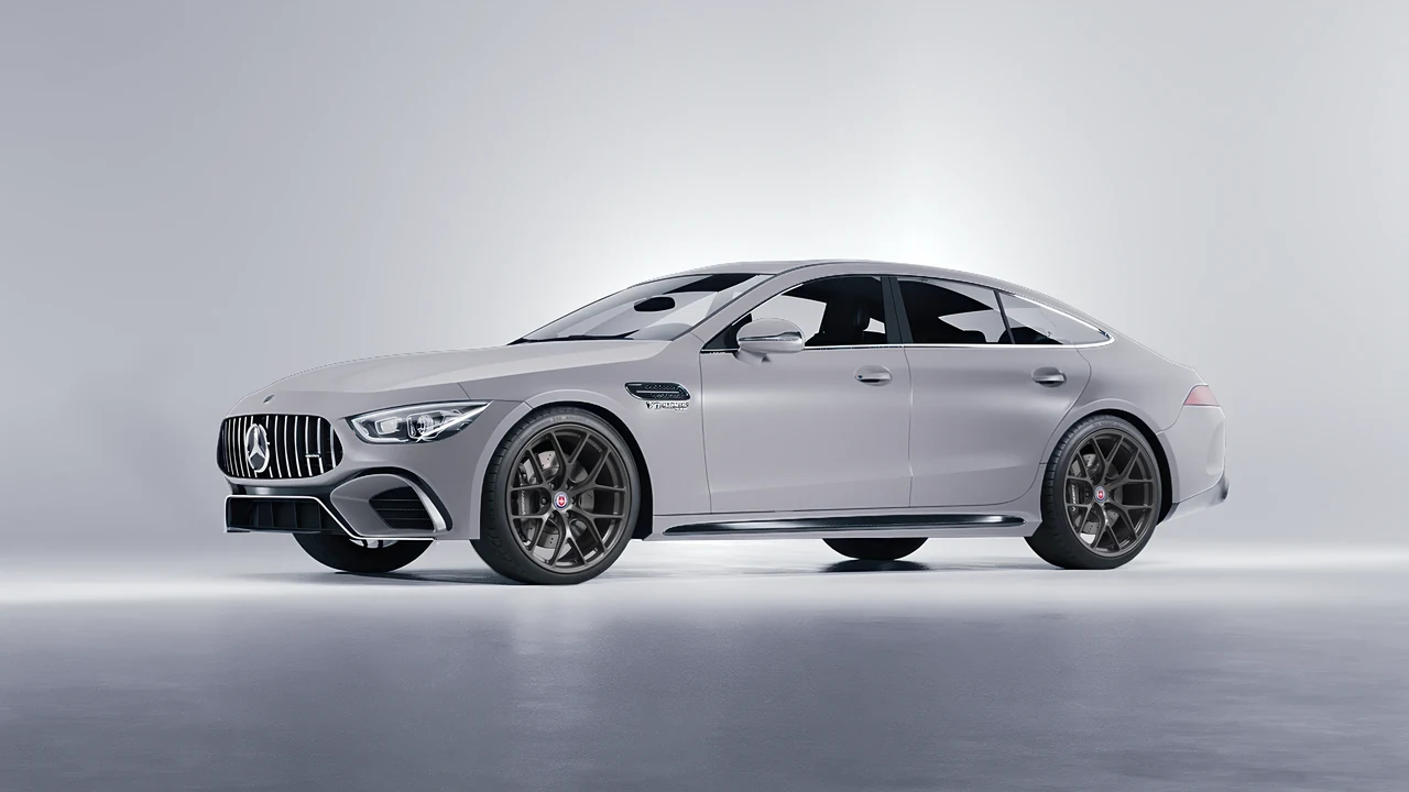 Mercedes-Benz AMG GT 63 2023 on HRE Performance Wheels R161-Lightweight forged wheels, front three-quarter view