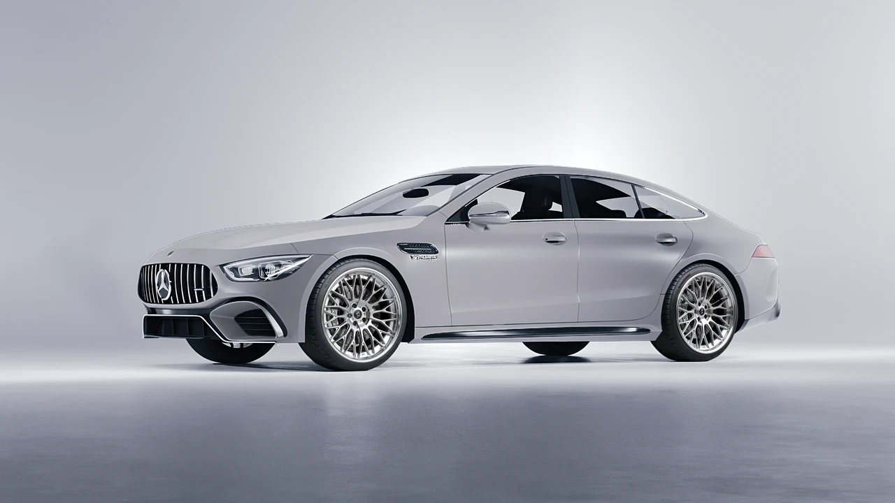 Mercedes-Benz AMG GT 63 2023 on RDB LA Signature forged wheels, front three-quarter view