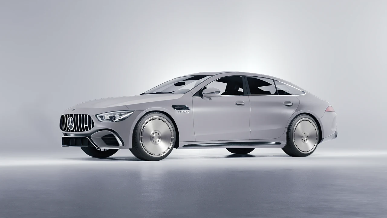 Mercedes-Benz AMG GT 63 2023 on RDB LA Zero forged wheels, front three-quarter view
