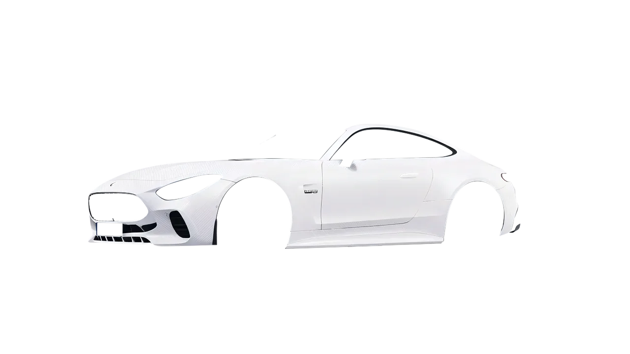 Mercedes-Benz AMG GT Coupe 2024 wrapped in Carbon Fiber White (Avery Dennison SW900-115-X), front three-quarter view