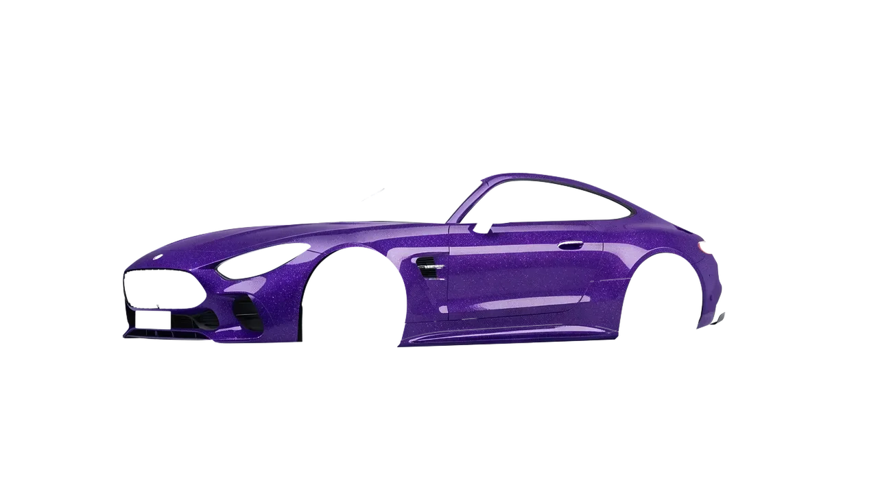 Mercedes-Benz AMG GT Coupe 2024 wrapped in Purple (Avery Dennison SW900-587-D), front three-quarter view
