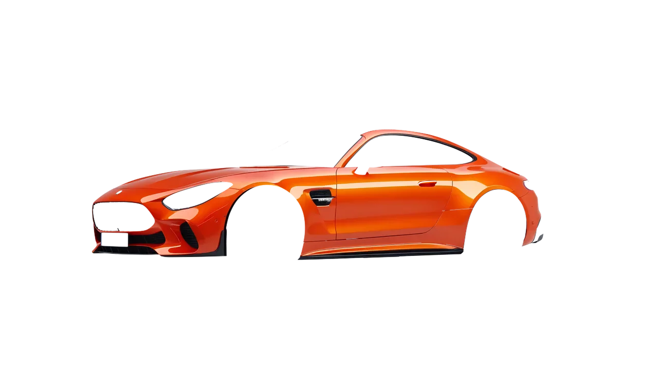 Mercedes-Benz AMG GT Coupe 2024 wrapped in Fiery Orange (3M G364), front three-quarter view