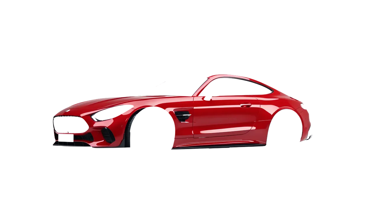 Mercedes-Benz AMG GT Coupe 2024 wrapped in Hot Rod Red (3M G13), front three-quarter view