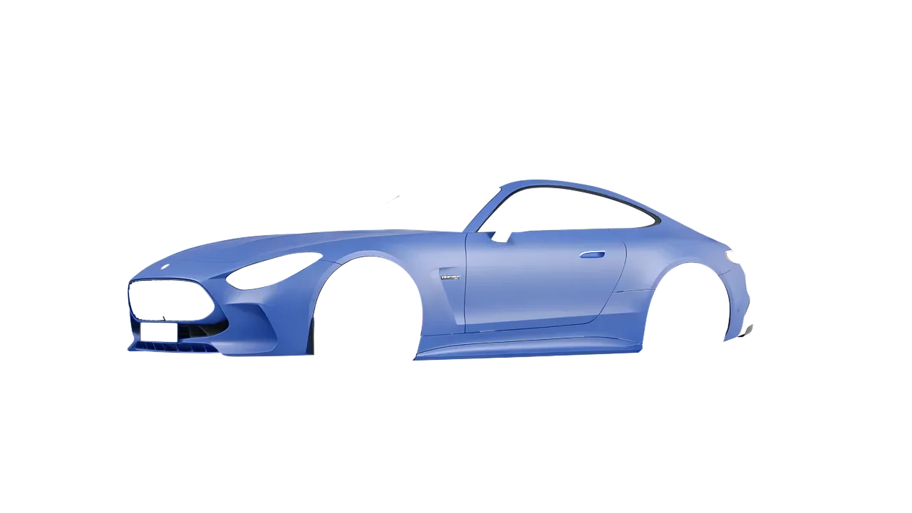 Mercedes-Benz AMG GT Coupe 2024 wrapped in Dreamline Blue (Avery Dennison SW900-616-O), front three-quarter view