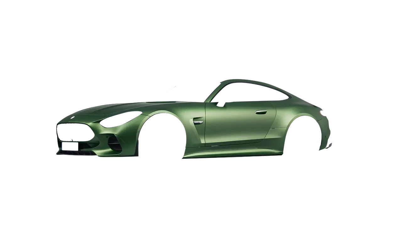 Mercedes-Benz AMG GT Coupe 2024 wrapped in Apple Green (Avery Dennison SW900-745-M), front three-quarter view
