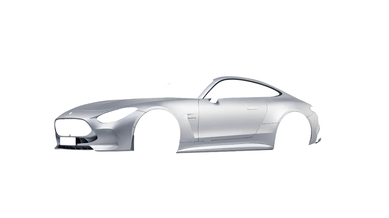 Mercedes-Benz AMG GT Coupe 2024 wrapped in Matte Silver (3M M21), front three-quarter view