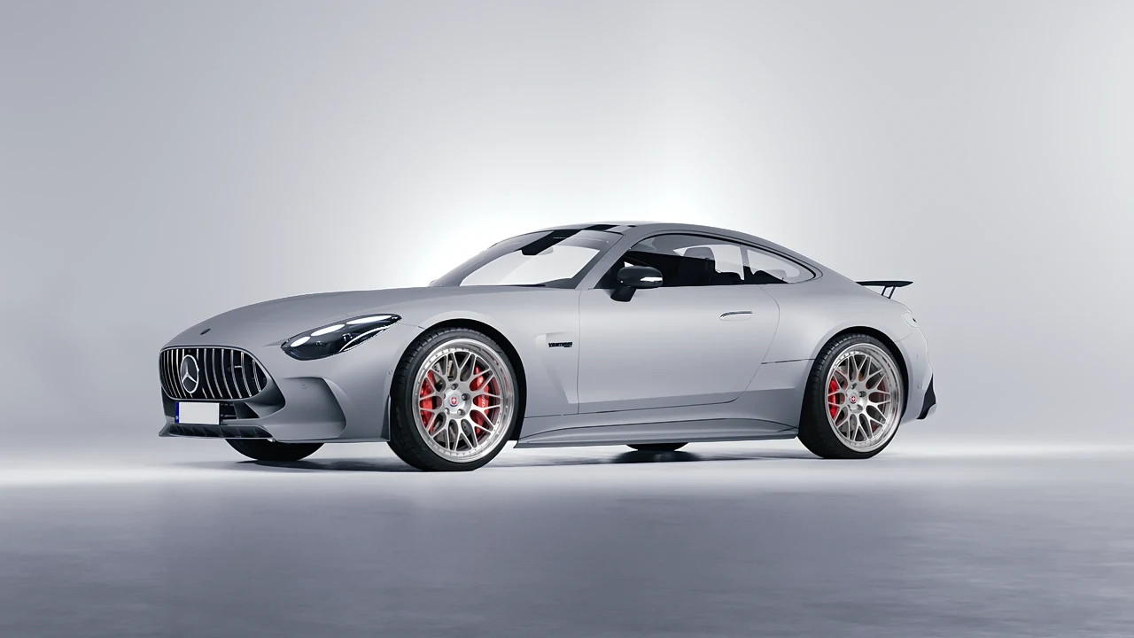 Mercedes-Benz AMG GT Coupe 2024 on HRE Performance Wheels 300 forged wheels, front three-quarter view