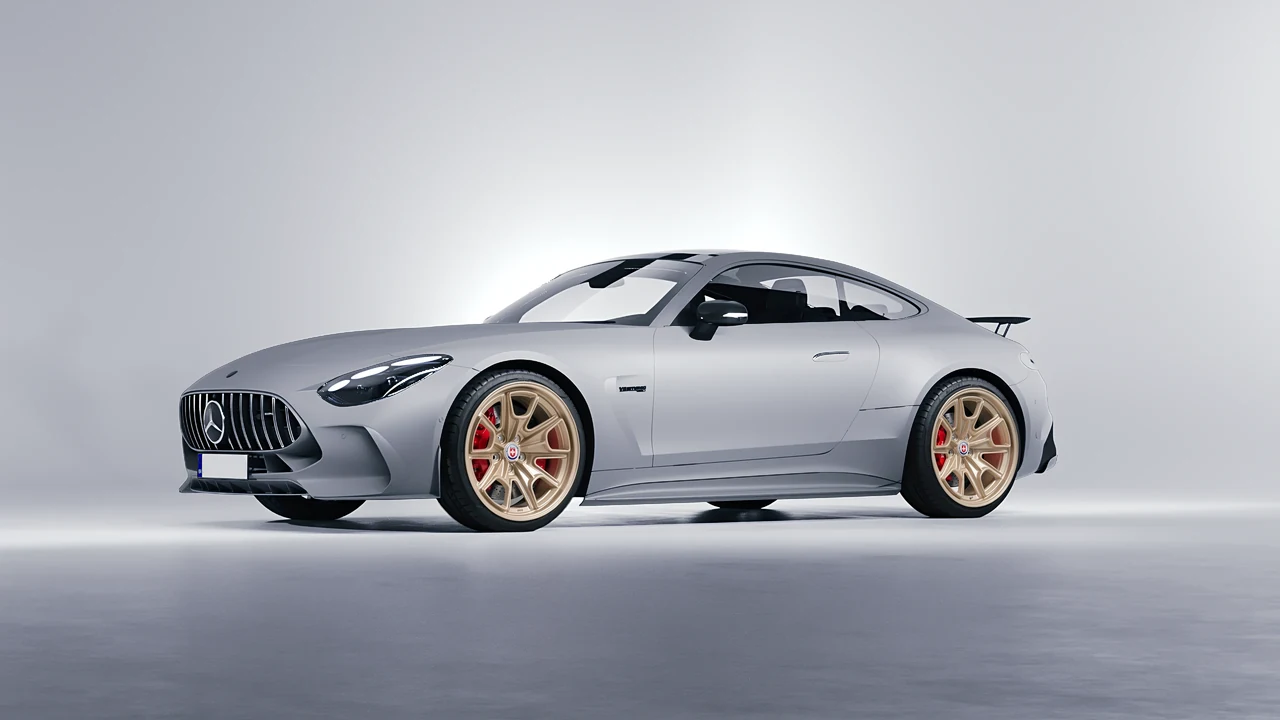 Mercedes-Benz AMG GT Coupe 2024 on HRE Performance Wheels 427M forged wheels, front three-quarter view