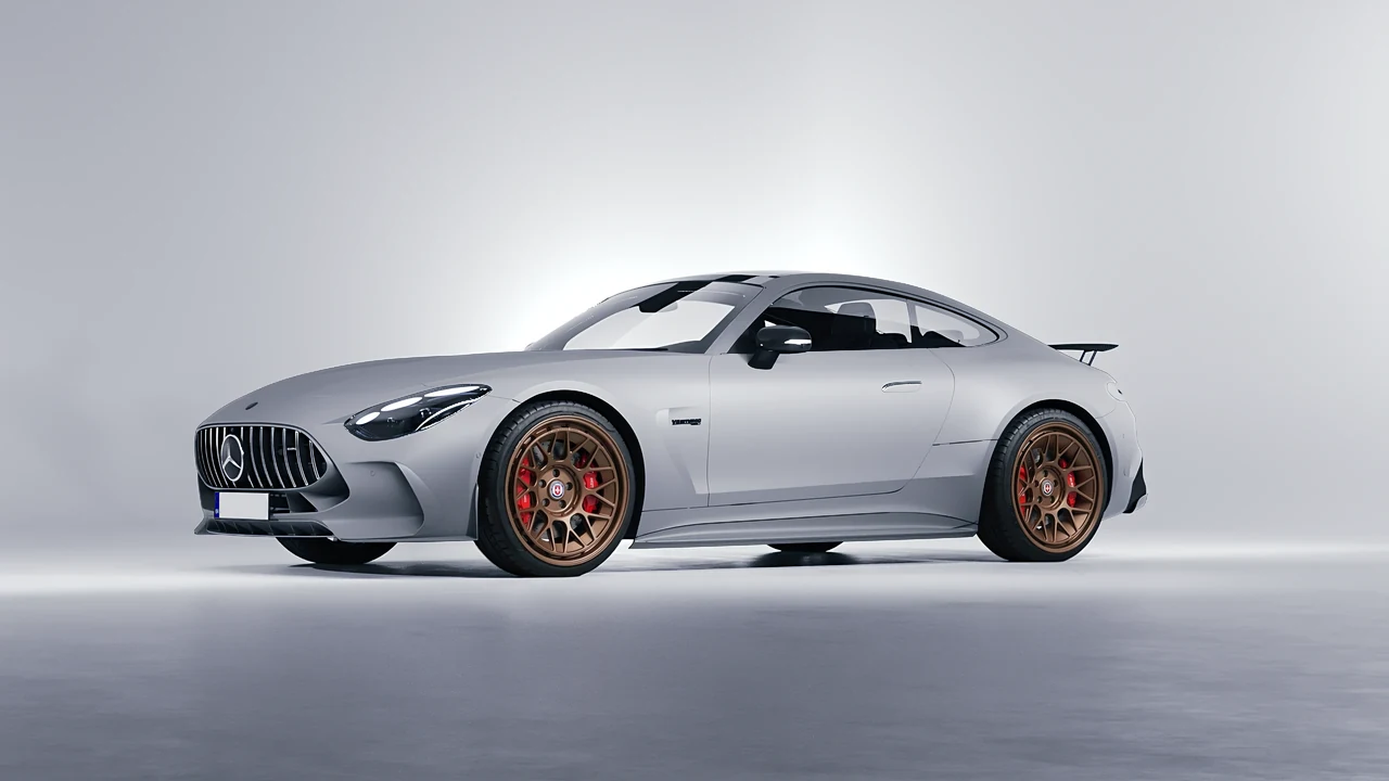 Mercedes-Benz AMG GT Coupe 2024 on HRE Performance Wheels 500-GTM forged wheels, front three-quarter view