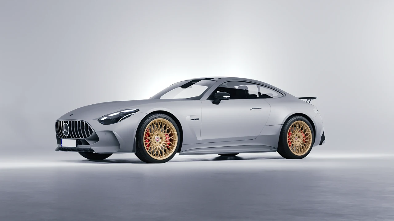 Mercedes-Benz AMG GT Coupe 2024 on HRE Performance Wheels 501M forged wheels, front three-quarter view