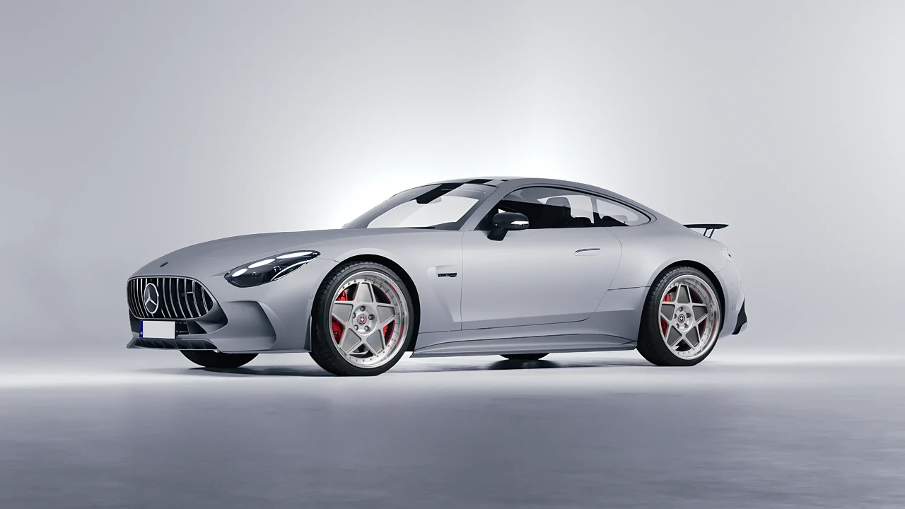 Mercedes-Benz AMG GT Coupe 2024 on HRE Performance Wheels 505 forged wheels, front three-quarter view