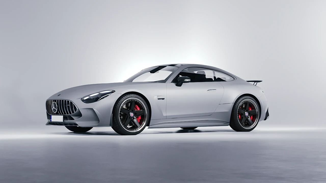 Mercedes-Benz AMG GT Coupe 2024 on HRE Performance Wheels 517 forged wheels, front three-quarter view