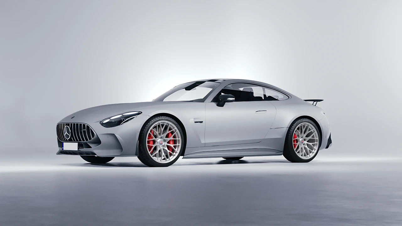 Mercedes-Benz AMG GT Coupe 2024 on HRE Performance Wheels 520M forged wheels, front three-quarter view
