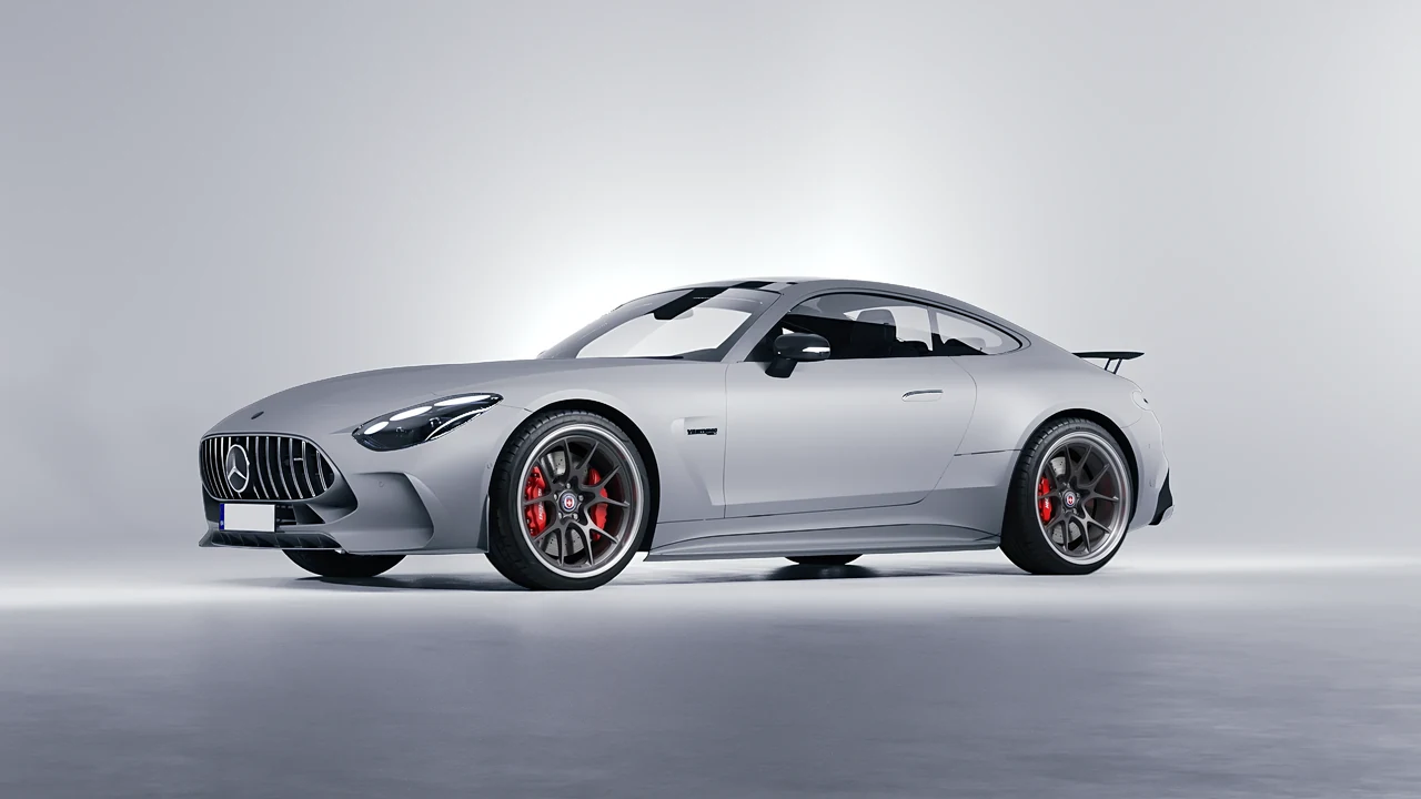 Mercedes-Benz AMG GT Coupe 2024 on HRE Performance Wheels 521 forged wheels, front three-quarter view
