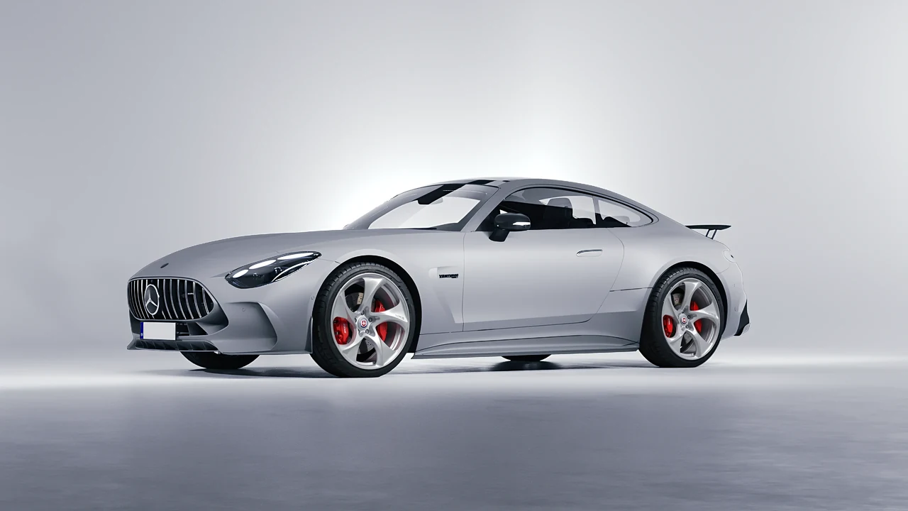 Mercedes-Benz AMG GT Coupe 2024 on HRE Performance Wheels 522M forged wheels, front three-quarter view