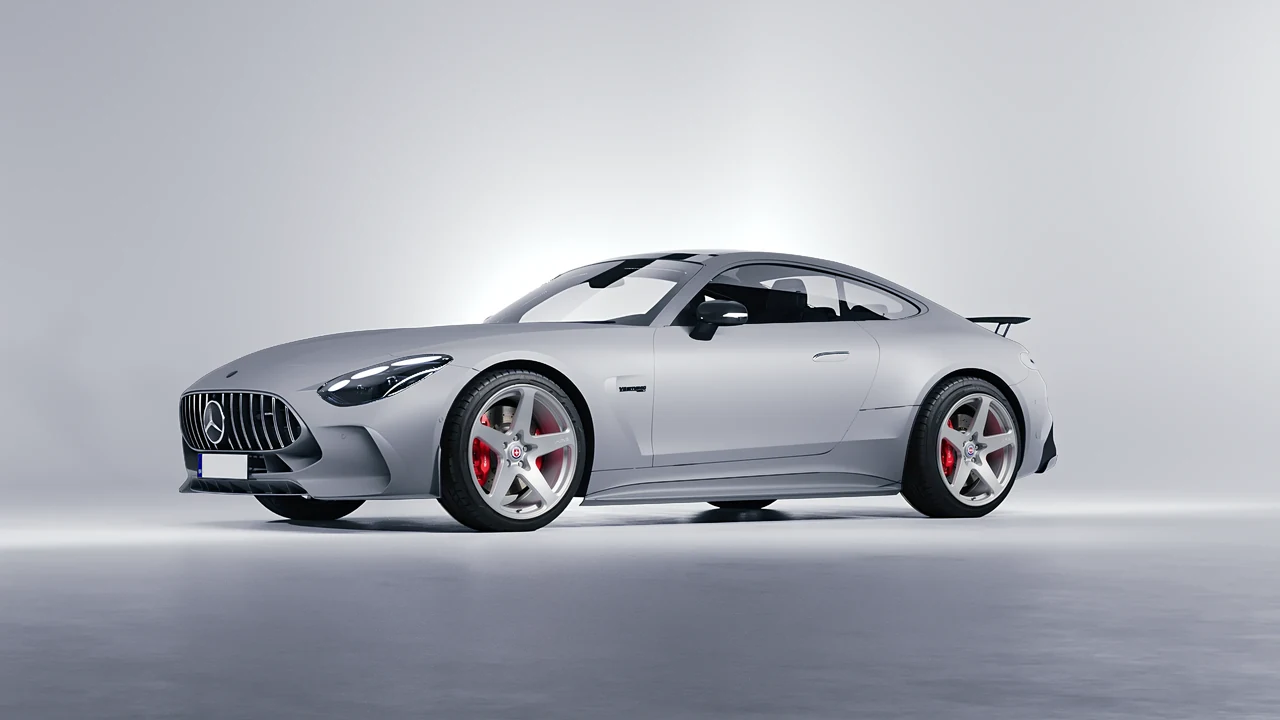 Mercedes-Benz AMG GT Coupe 2024 on HRE Performance Wheels 527M forged wheels, front three-quarter view