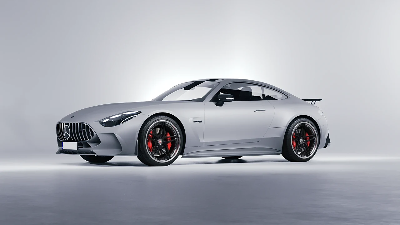 Mercedes-Benz AMG GT Coupe 2024 on HRE Performance Wheels S107 forged wheels, front three-quarter view