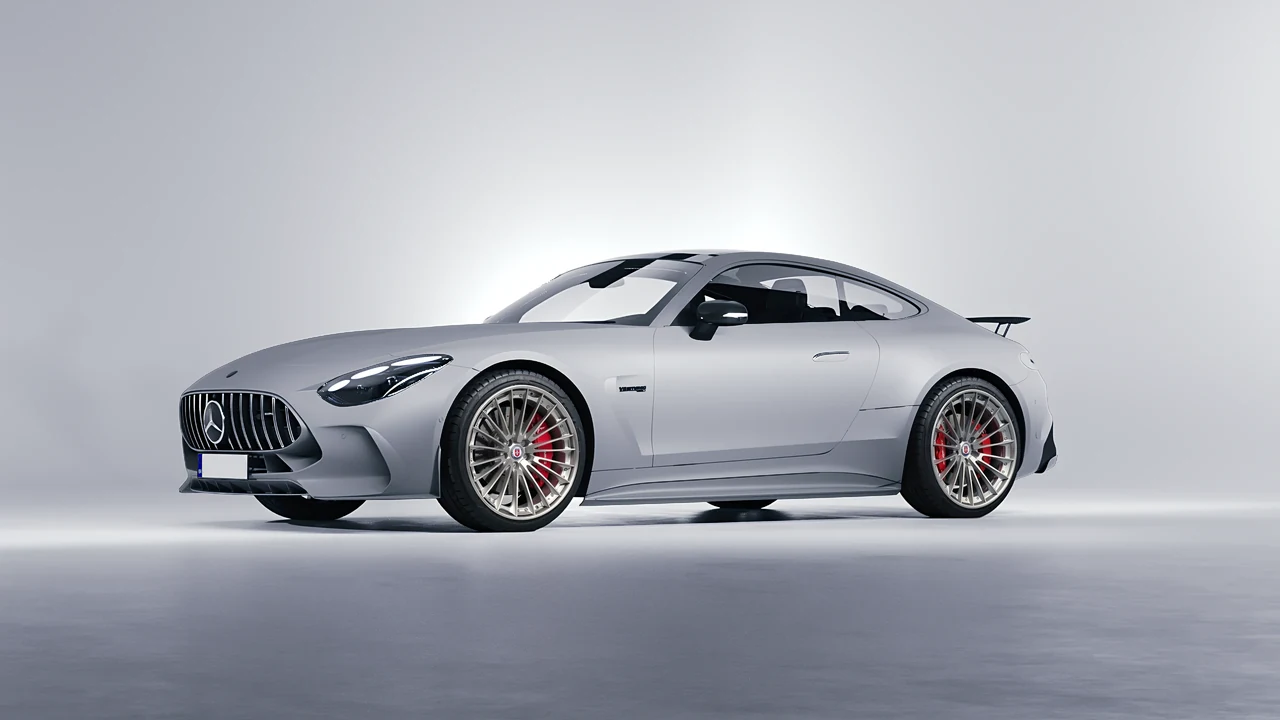 Mercedes-Benz AMG GT Coupe 2024 on HRE Performance Wheels S209 forged wheels, front three-quarter view