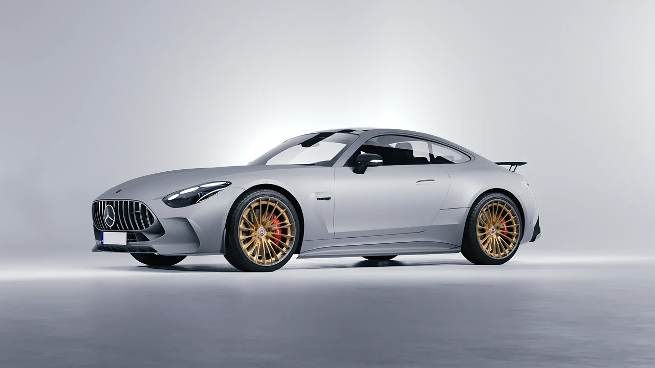 Mercedes-Benz AMG GT Coupe 2024 on HRE Performance Wheels S209H forged wheels, front three-quarter view