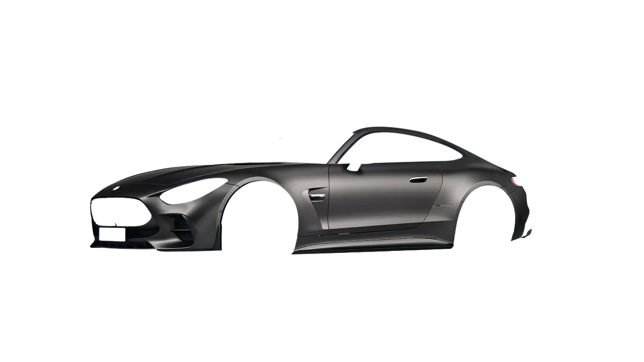 Mercedes-Benz AMG GT Coupe 2024 wrapped in Black Rock Grey (Avery Dennison SW900-823-M), front three-quarter view