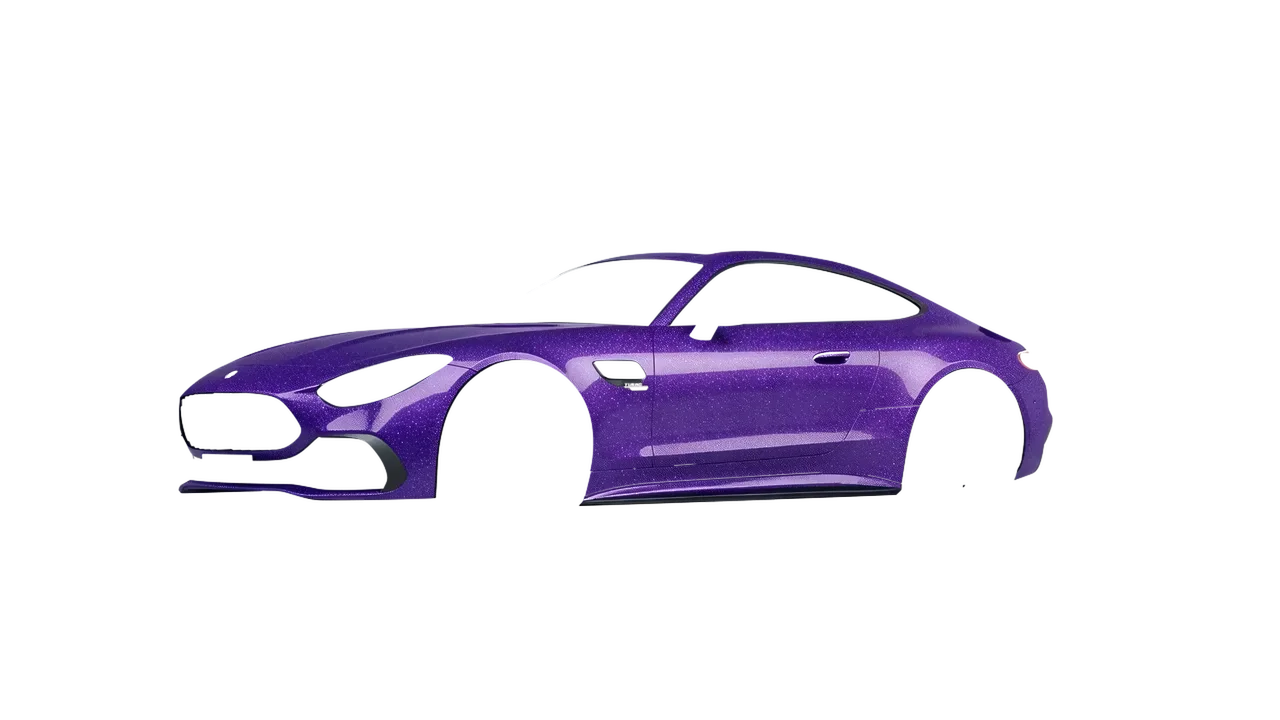 Mercedes-Benz AMG GT43 Coupe 2024 wrapped in Purple (Avery Dennison SW900-587-D), front three-quarter view