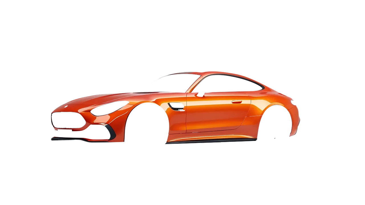 Mercedes-Benz AMG GT43 Coupe 2024 wrapped in Fiery Orange (3M G364), front three-quarter view