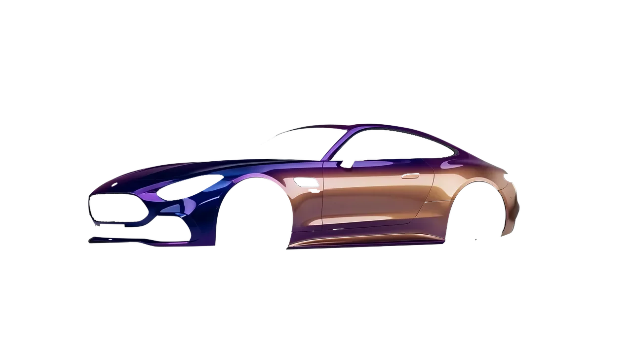Mercedes-Benz AMG GT43 Coupe 2024 wrapped in Gloss Flip Deep Space (3M GP278), front three-quarter view