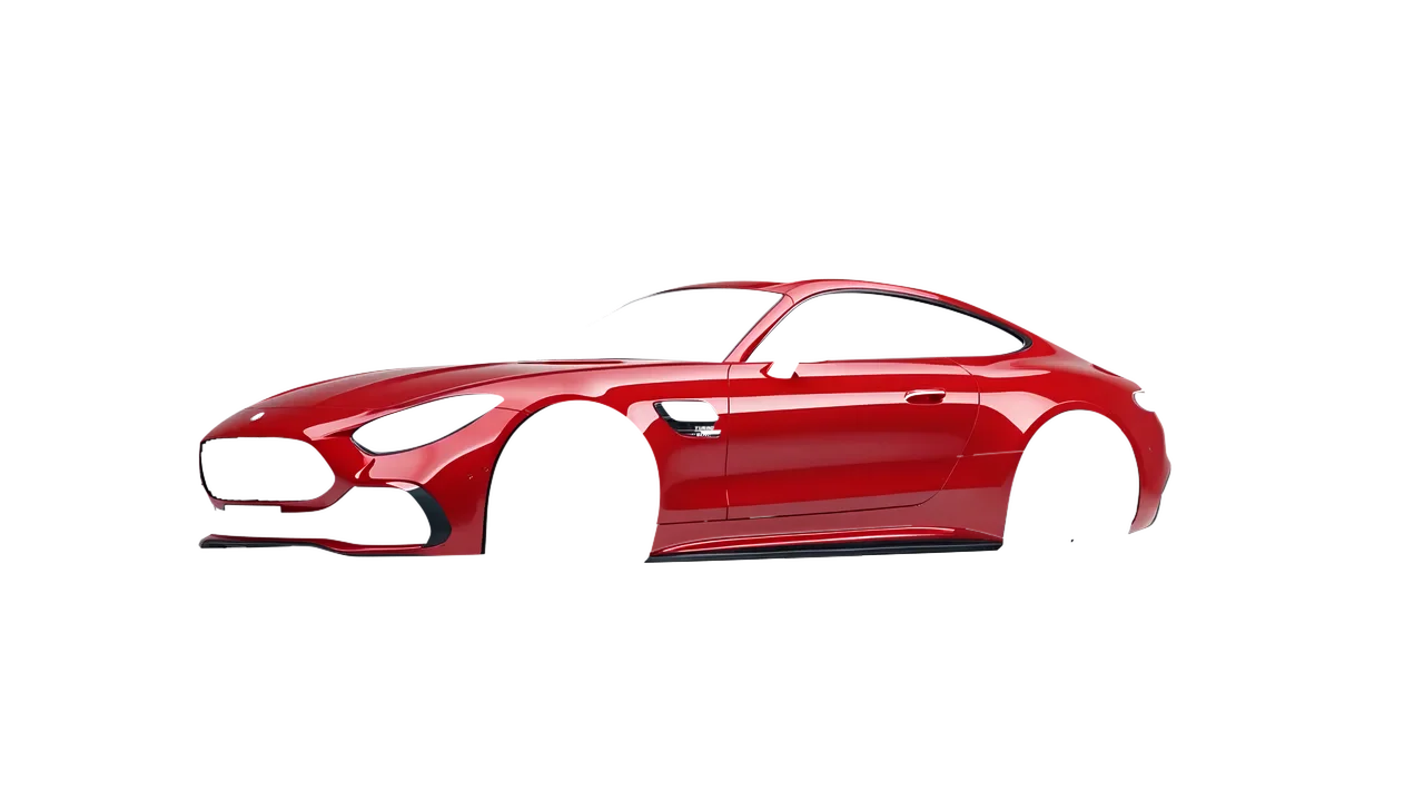 Mercedes-Benz AMG GT43 Coupe 2024 wrapped in Hot Rod Red (3M G13), front three-quarter view
