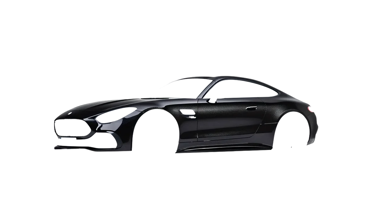 Mercedes-Benz AMG GT43 Coupe 2024 wrapped in Mystery Black (Avery Dennison SW900-184-M), front three-quarter view