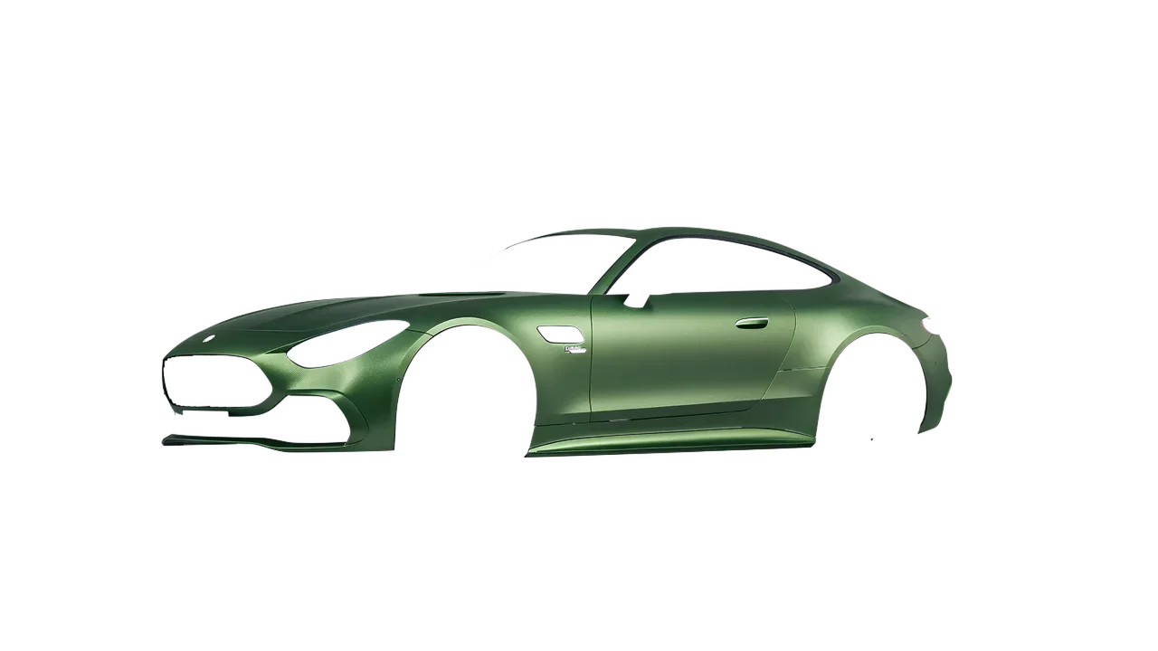 Mercedes-Benz AMG GT43 Coupe 2024 wrapped in Apple Green (Avery Dennison SW900-745-M), front three-quarter view