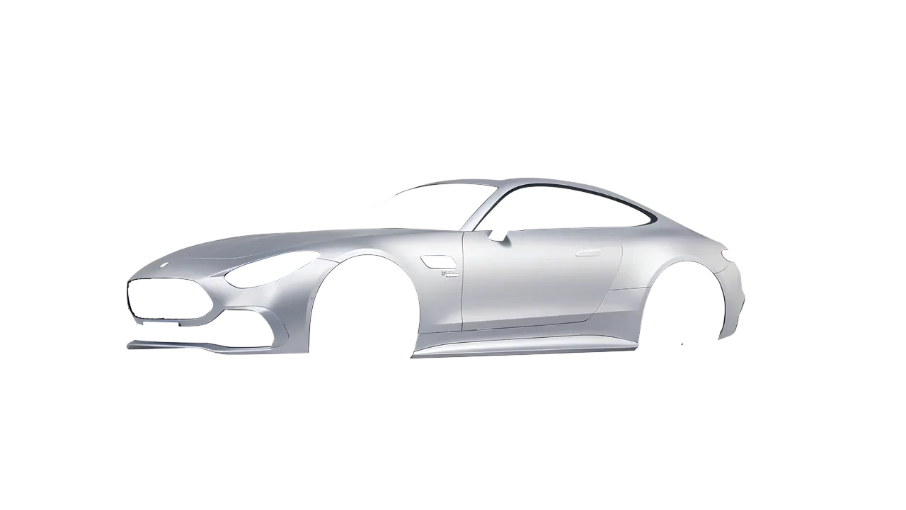 Mercedes-Benz AMG GT43 Coupe 2024 wrapped in Matte Silver (3M M21), front three-quarter view