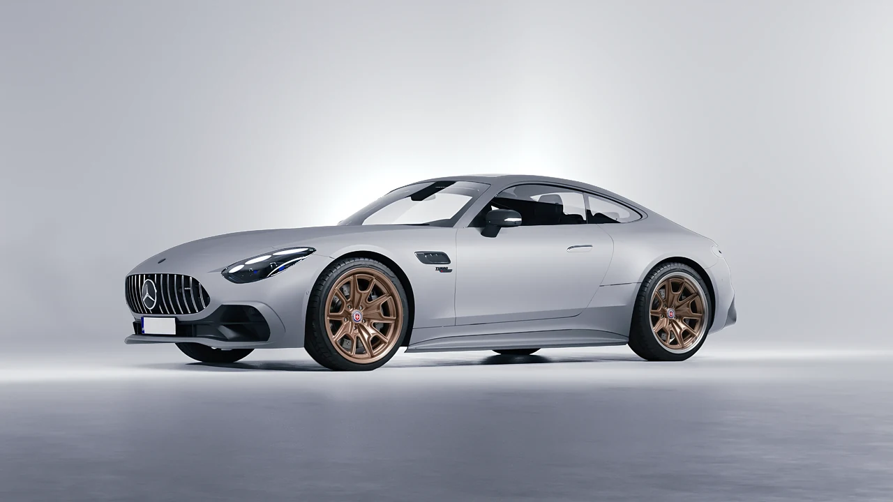 Mercedes-Benz AMG GT43 Coupe 2024 on HRE Performance Wheels 427 forged wheels, front three-quarter view