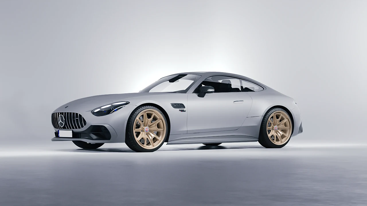 Mercedes-Benz AMG GT43 Coupe 2024 on HRE Performance Wheels 427M forged wheels, front three-quarter view