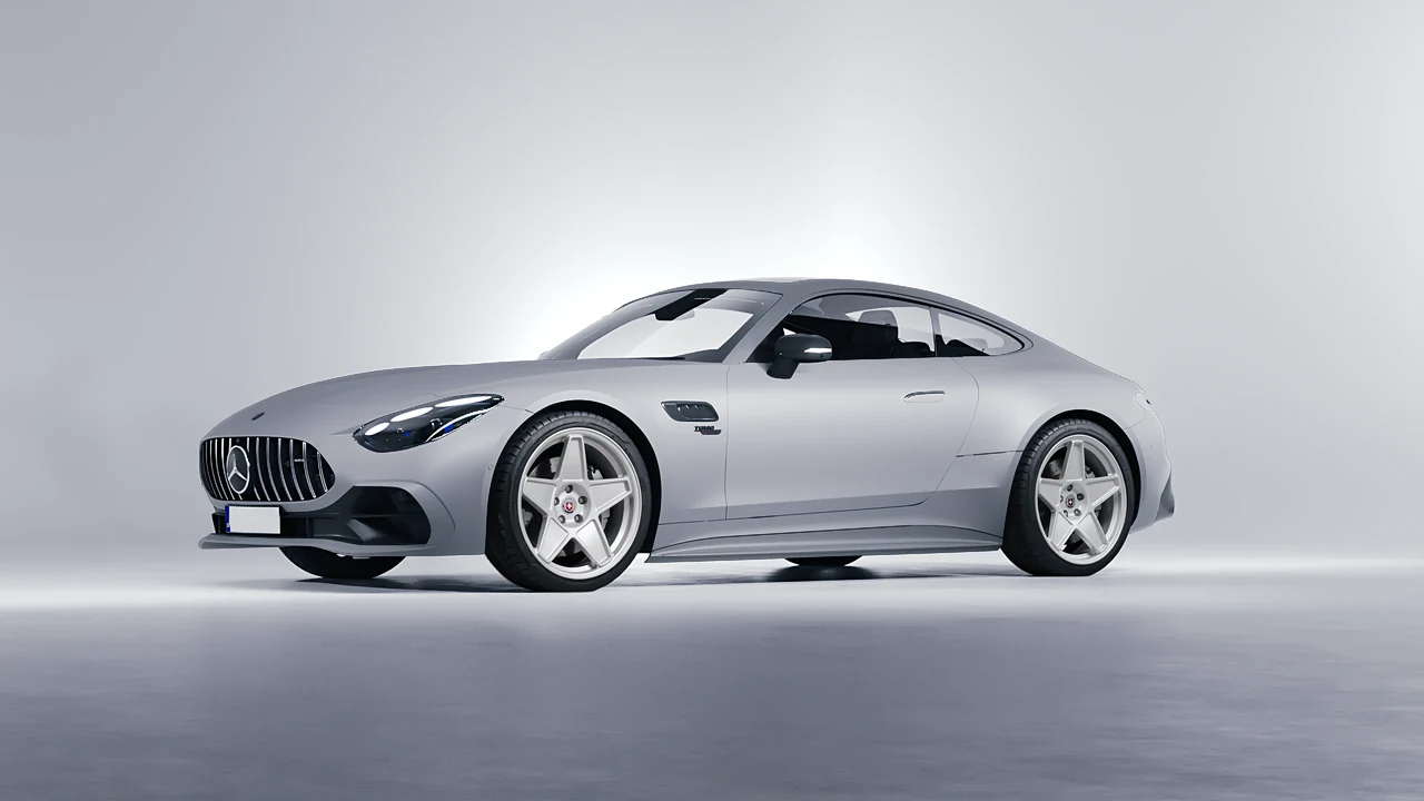 Mercedes-Benz AMG GT43 Coupe 2024 on HRE Performance Wheels 505M forged wheels, front three-quarter view
