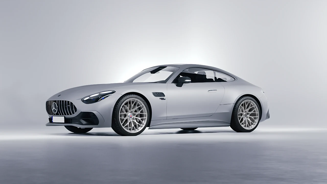 Mercedes-Benz AMG GT43 Coupe 2024 on HRE Performance Wheels 520M forged wheels, front three-quarter view
