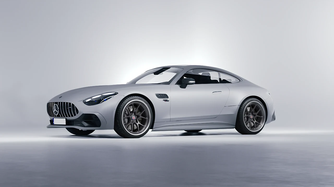Mercedes-Benz AMG GT43 Coupe 2024 on HRE Performance Wheels 521 forged wheels, front three-quarter view